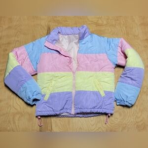 Pastel Striped Puffer Jacket by Cotton Sugar's